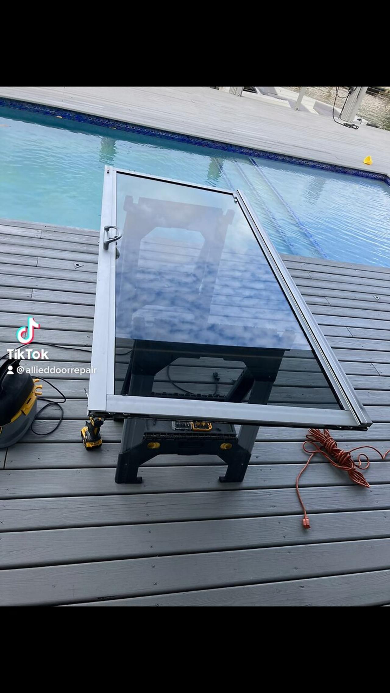 Hurricane impact Sliding glass door repair; roller and track refurbishing, in #Miami, Fl.