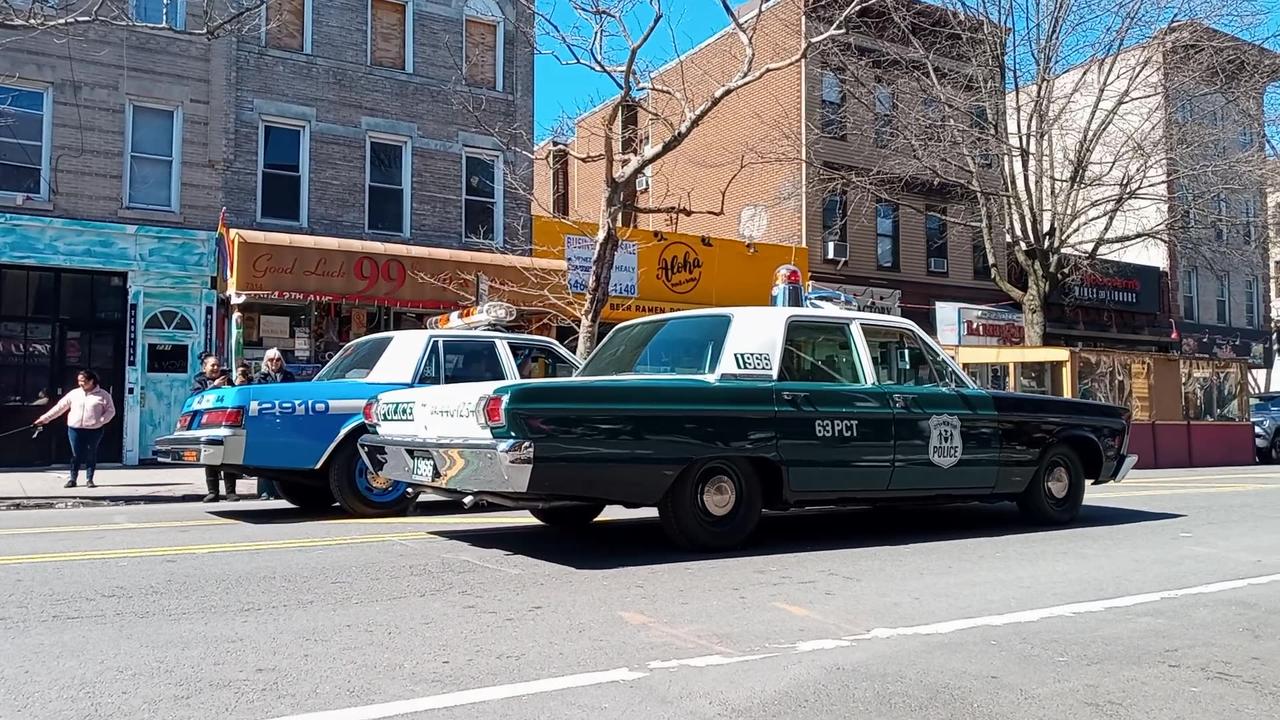 Vintage Police Cars on Bay Ridge, Brooklyn's St. Patrick's Day Parade 2023