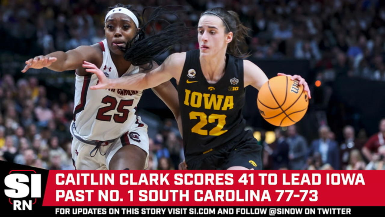 Caitlin Clarks Scores 41 Points for Iowa to Upset South Carolina 77-73, Advances to First Championship Game in Program History