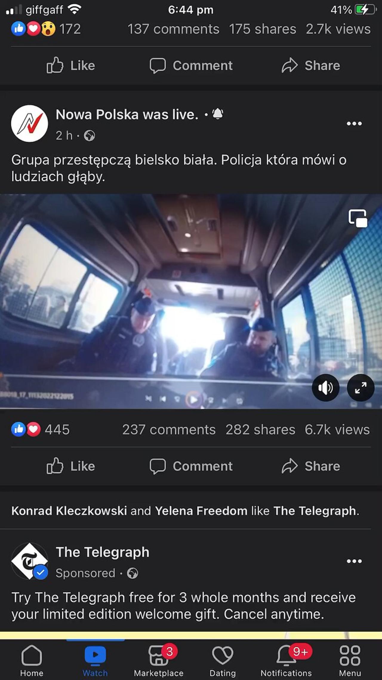 In polish 🇵🇱language: police behaving unlawfully: Nowa Polska - Szczepan