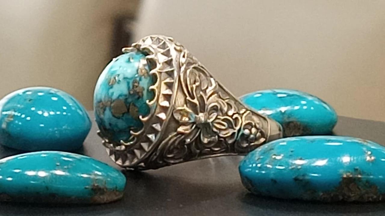 925 Silver Turquoise Ring.  Ottoman Empire Jewelery.