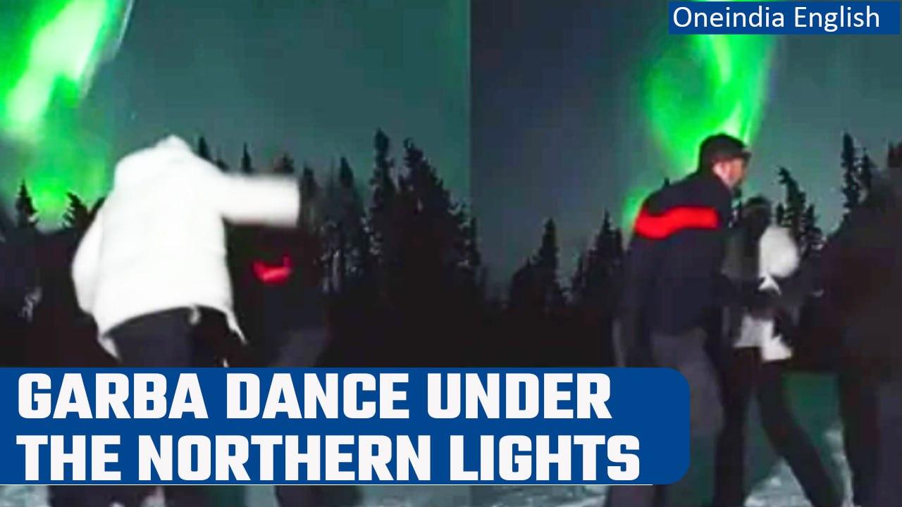 Gujarati man performs ‘Garba’ under Northern lights, video goes viral | Oneindia News