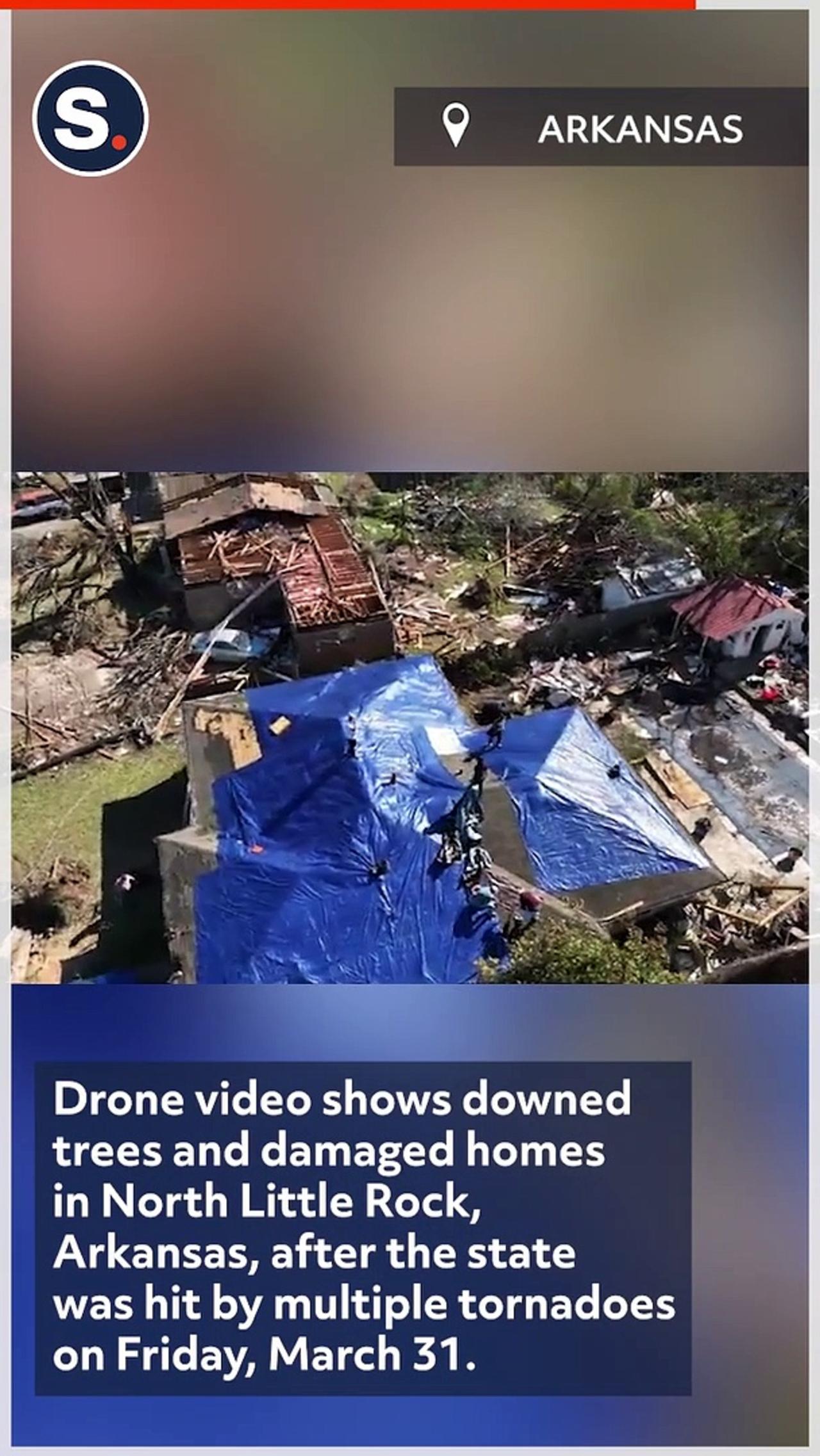 Drone Video Shows Destruction From Tornado in North Little Rock