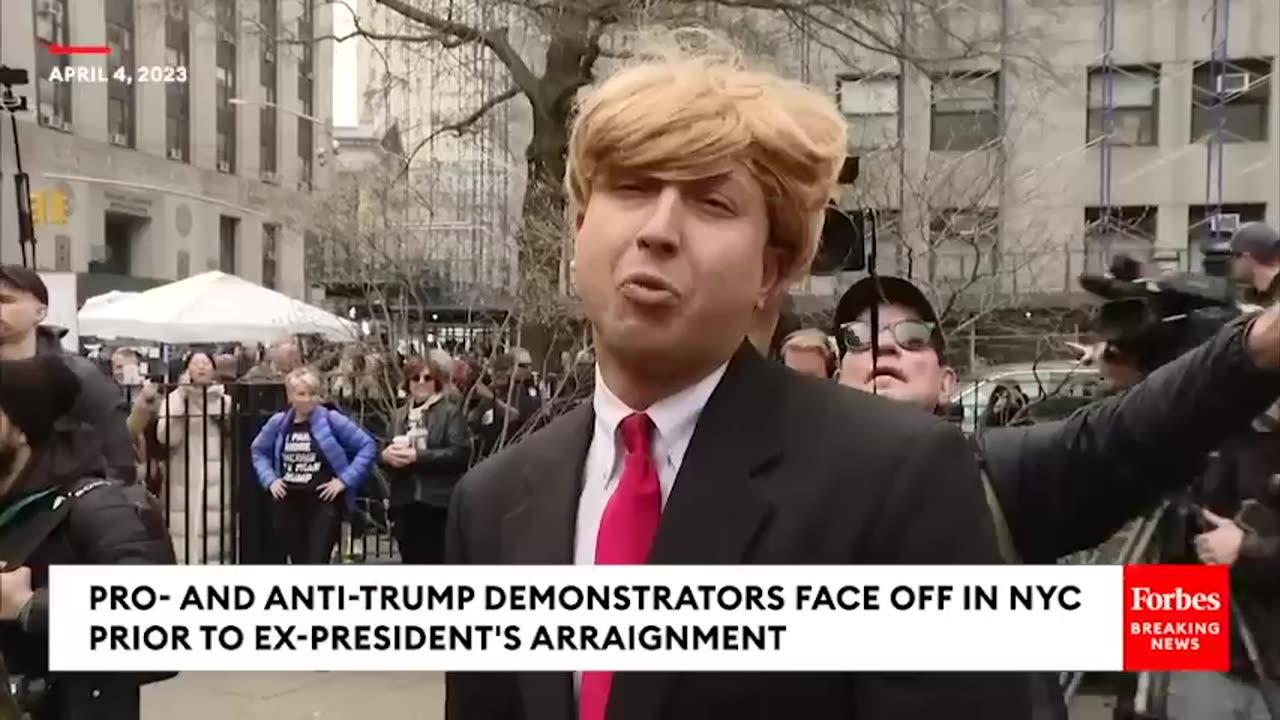 WILD VIDEO- Pro- And Anti-Trump Protesters Nearly Come To Blows In Before Ex-President's Arraignment