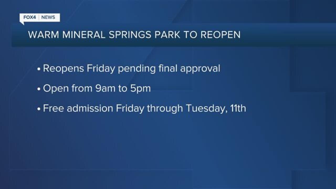 Warm Mineral Springs Park set to reopen Friday