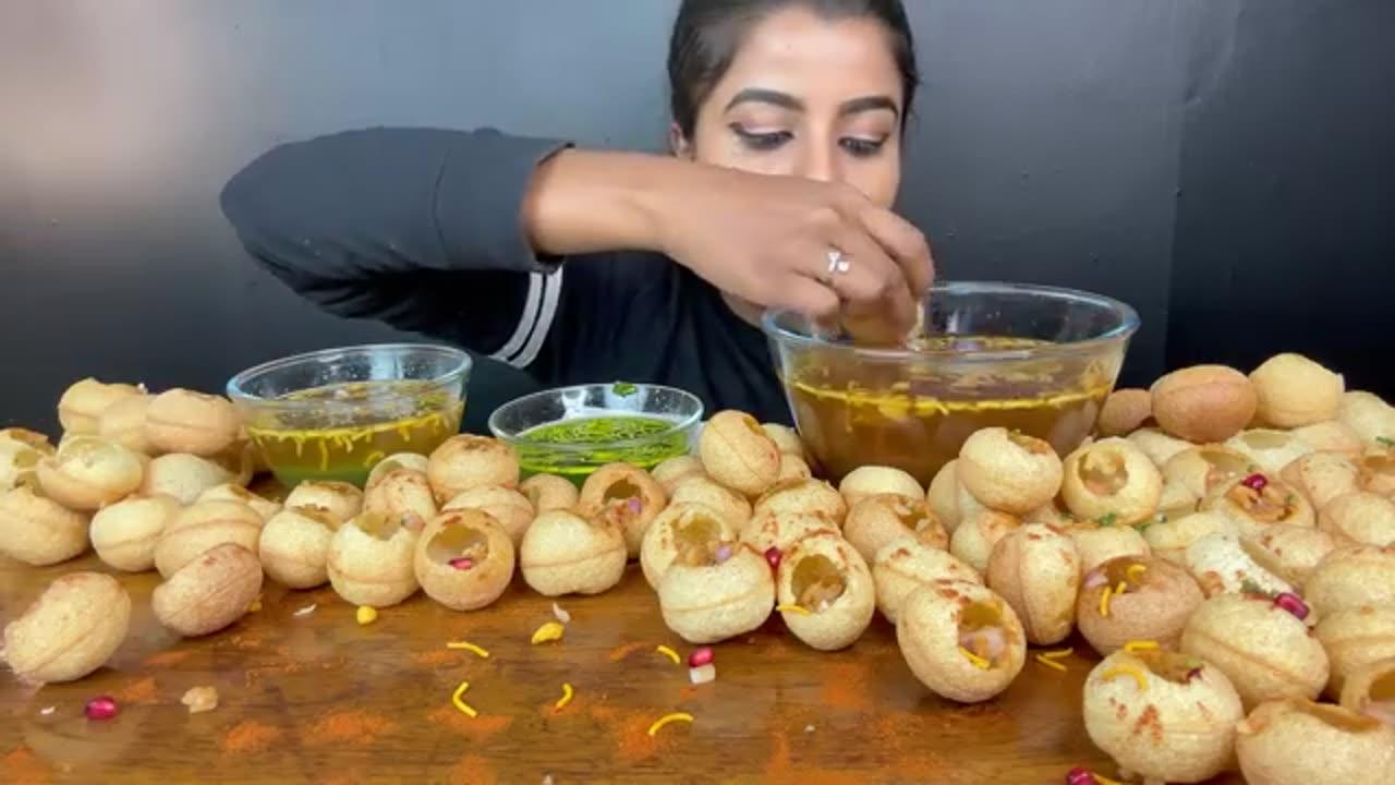 Girl Eating 100 Spacy Panipuri Indians food by food06