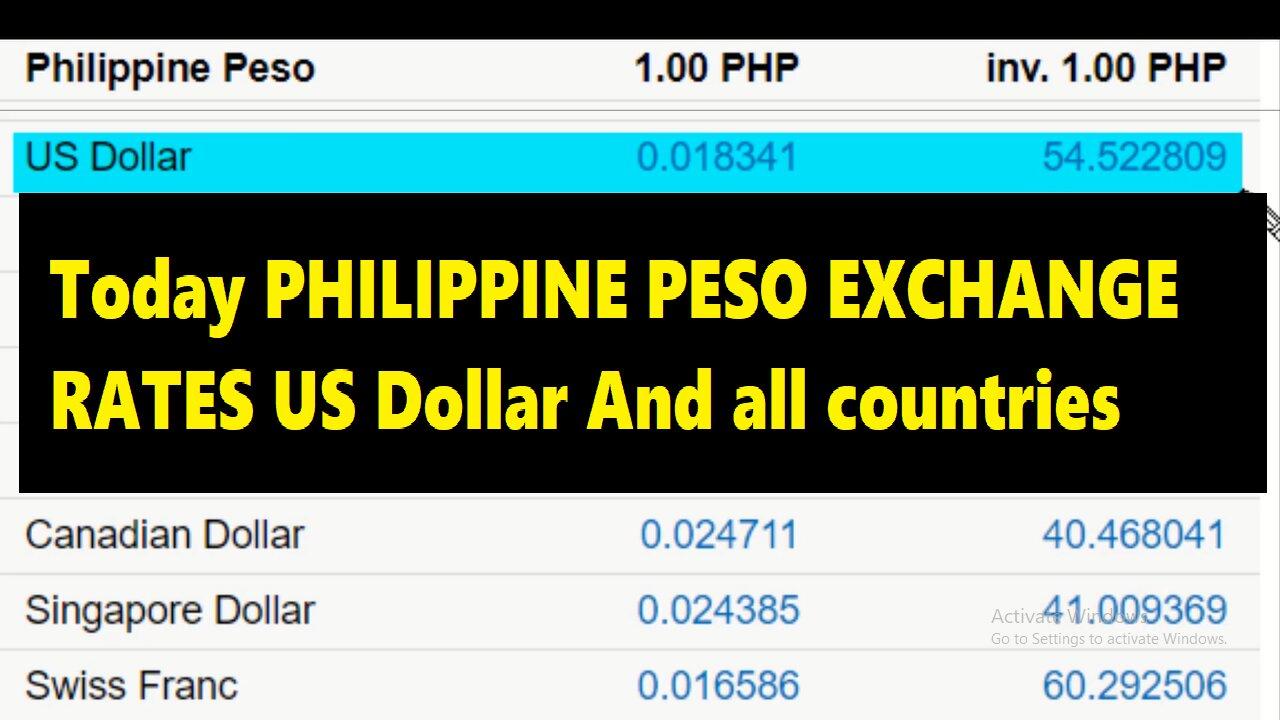 Today Currency Rate L Philippine Peso To Us - One News Page VIDEO