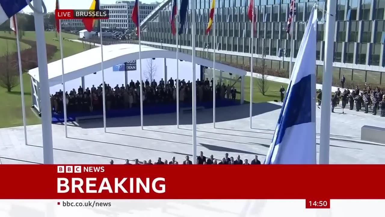 At NATO headquarters, the FINLAND flag was raised ‼️ - BBC News