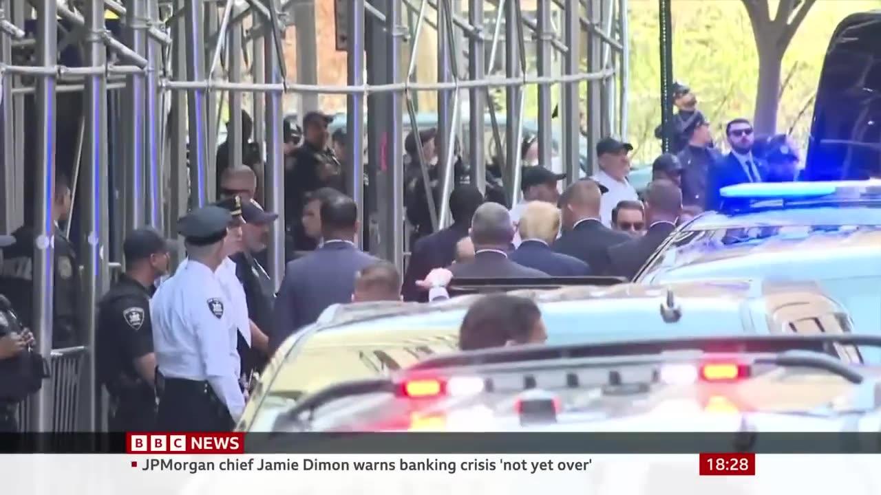 Donald Trump arrives at New York court to be placed under arrest