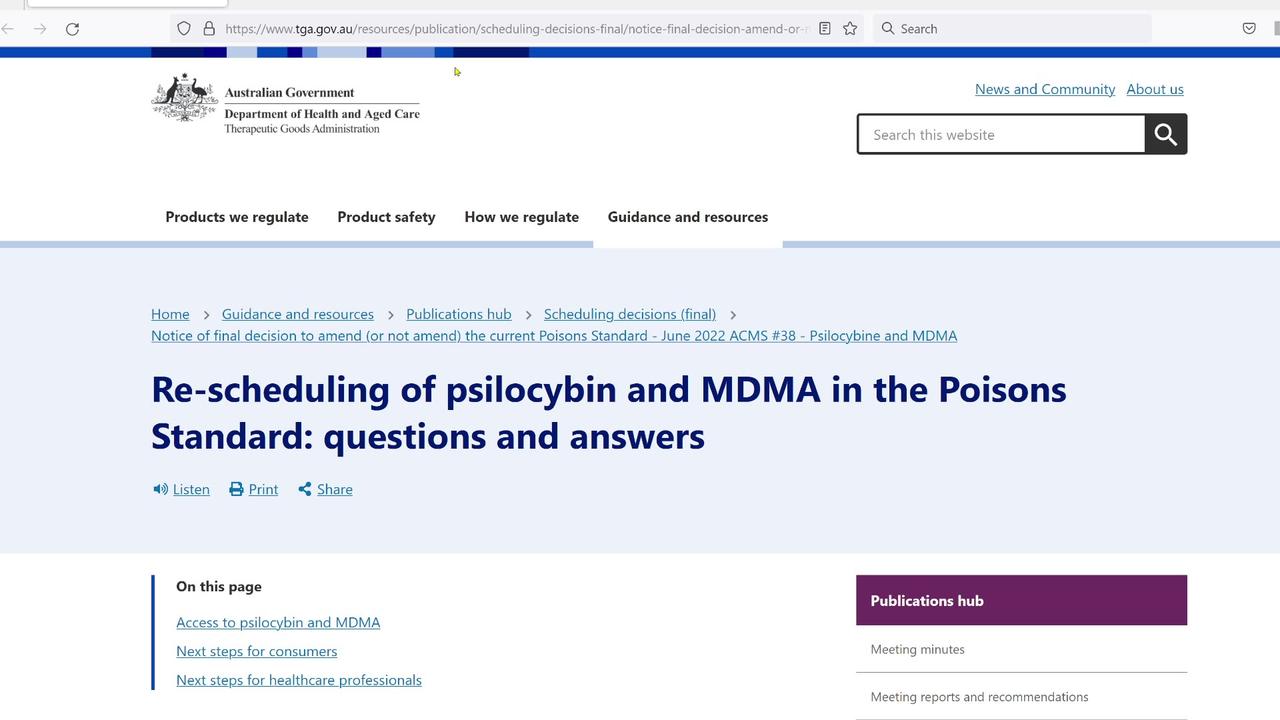 Australia allows Psilocybin and MDMA