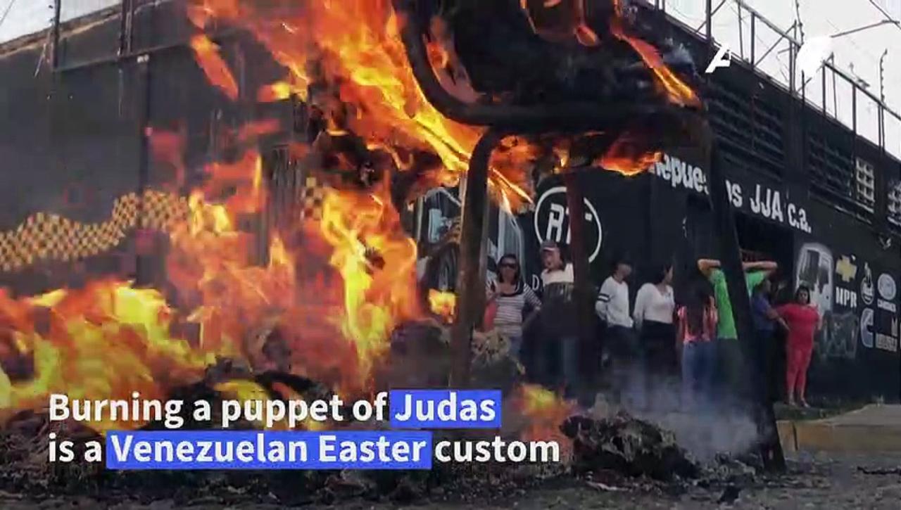 Traditional 'Judas Burning' in Venezuela gets political