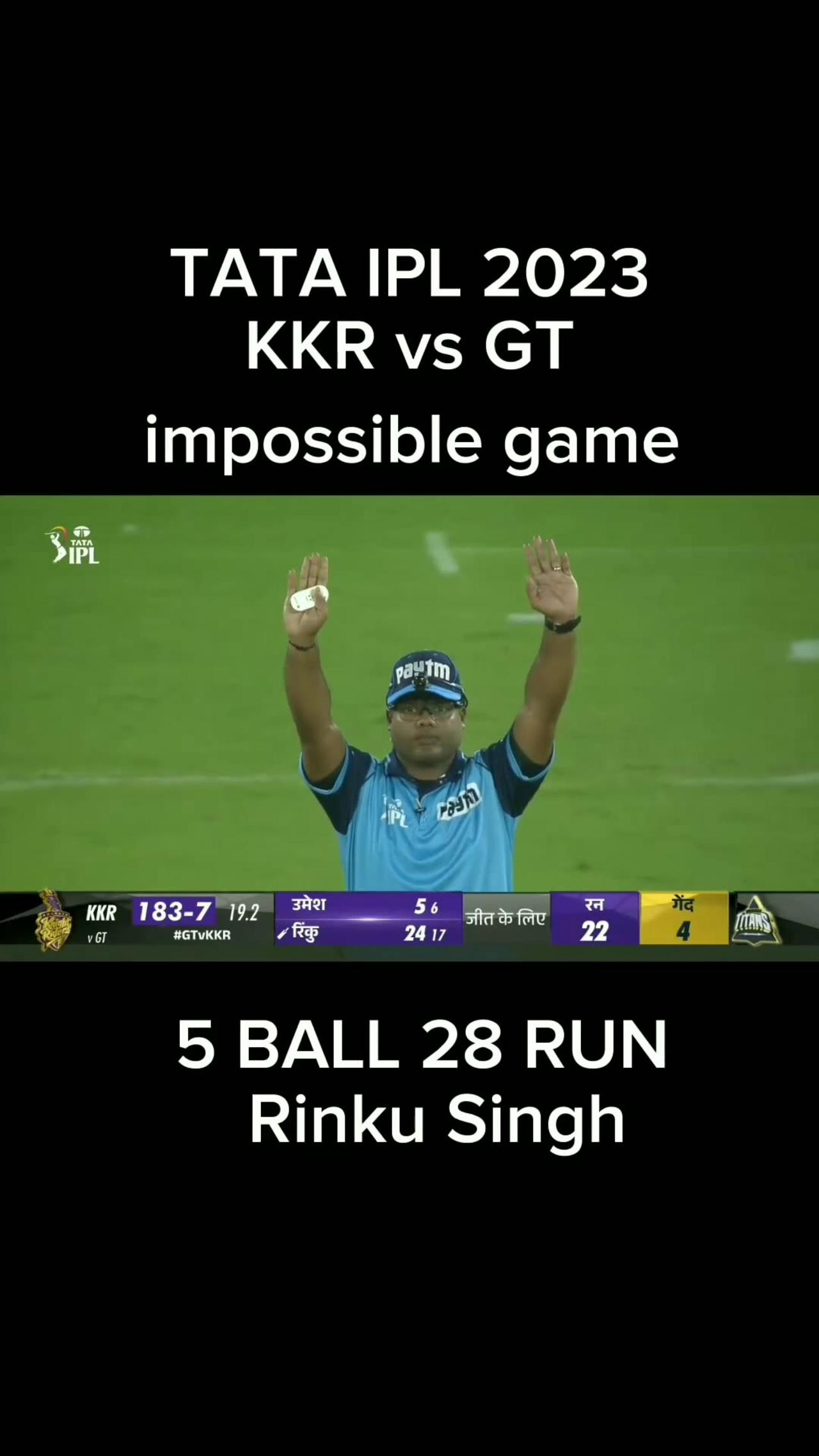KKR VS GT . 5 ball 28 runs