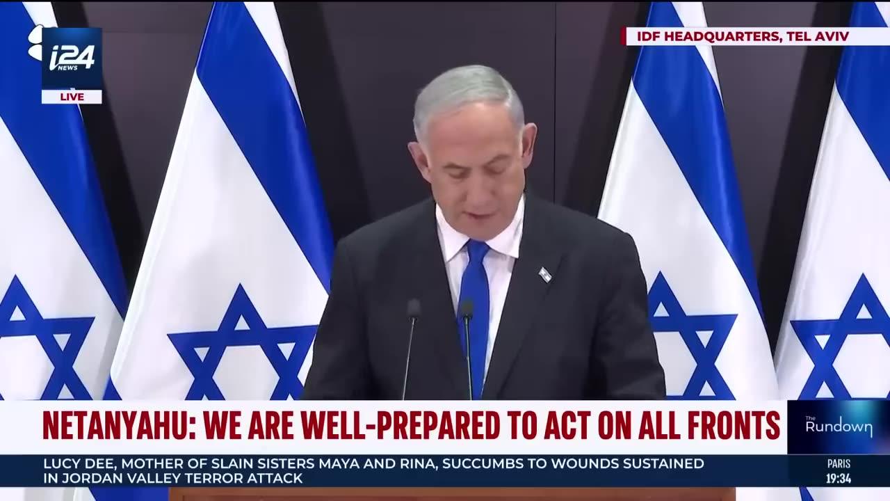 Israeli PM Netanyahu address nation amid tense security situation after recent terror attacks