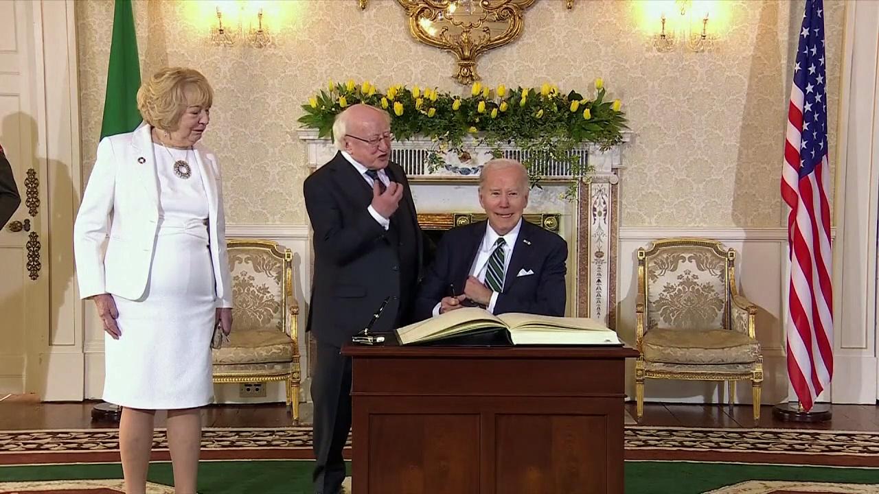 President Biden meets Irish counterpart at Higgins' home