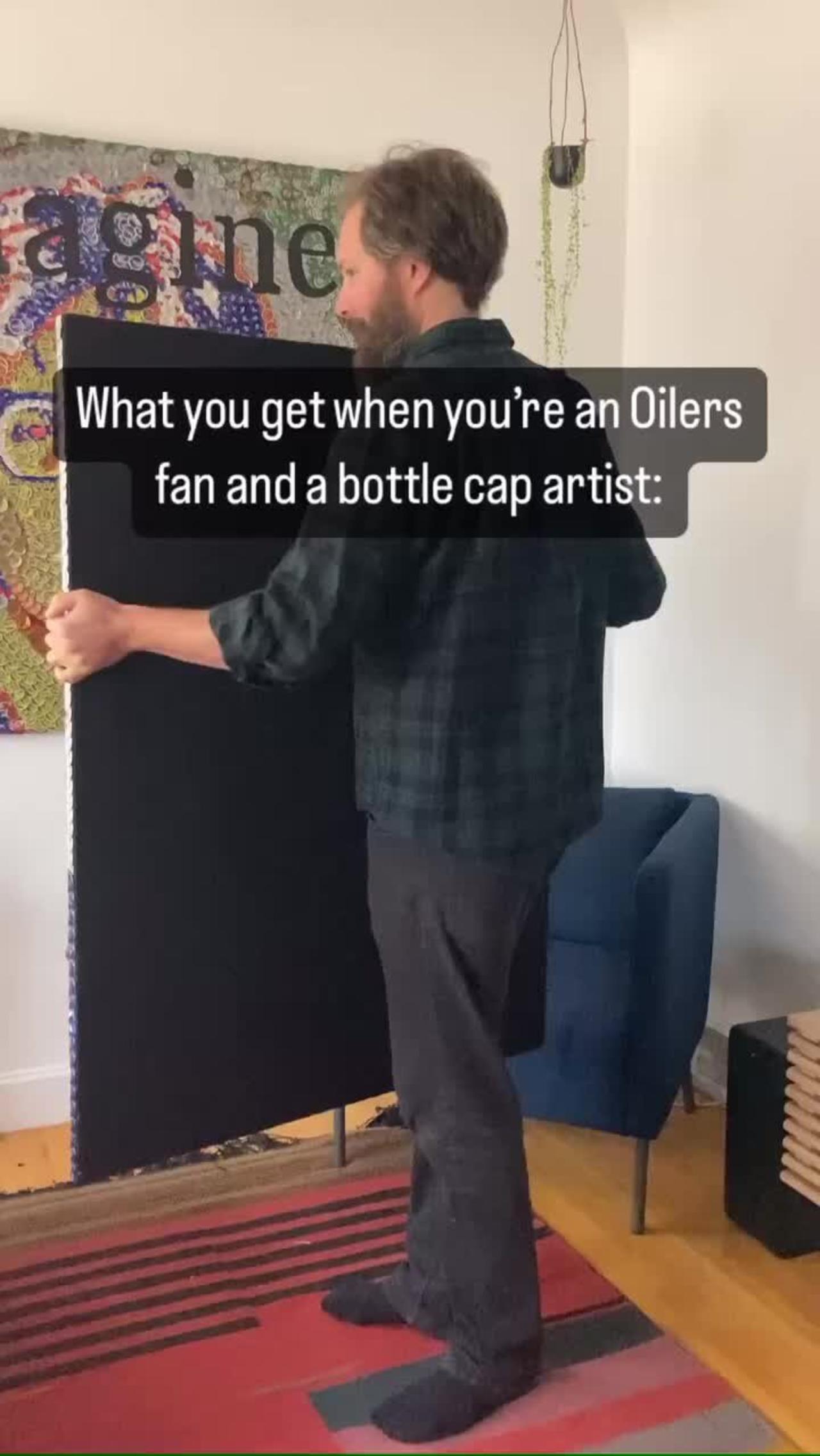 Artist reveals the Connor McDavid piece he made out of discarded bottle caps!.MOV