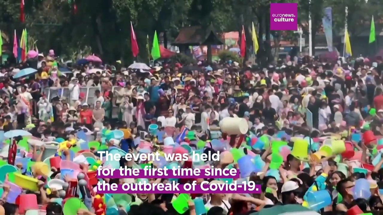 Watch footage from the first Chinese Water-sprinkling festival since the pandemic