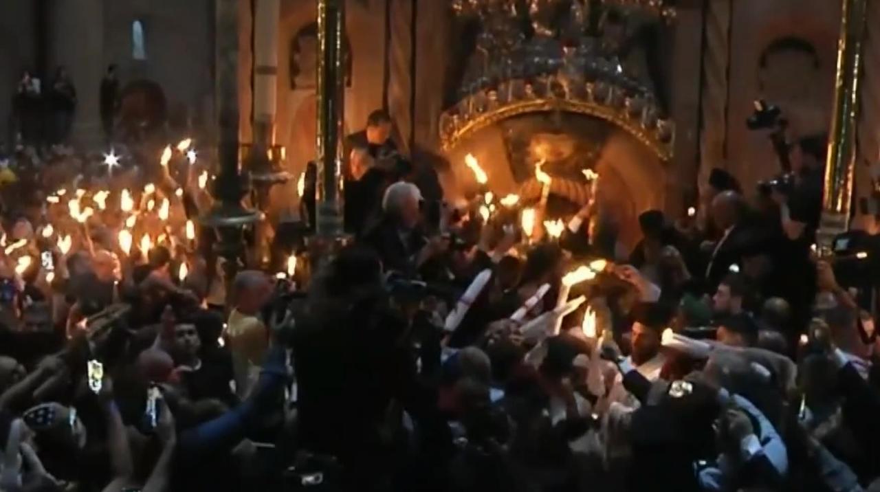 Holy Fire descends at the Church Of Holy Sepulchre In Jerusalem