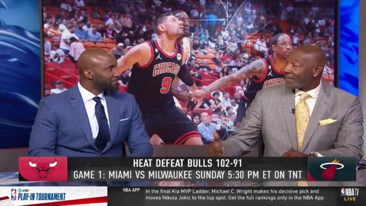 Inside the NBA - Shaq reacts to Heat eliminate Bulls 102-91 to advance to playoffs; Max Strus 31 Pts