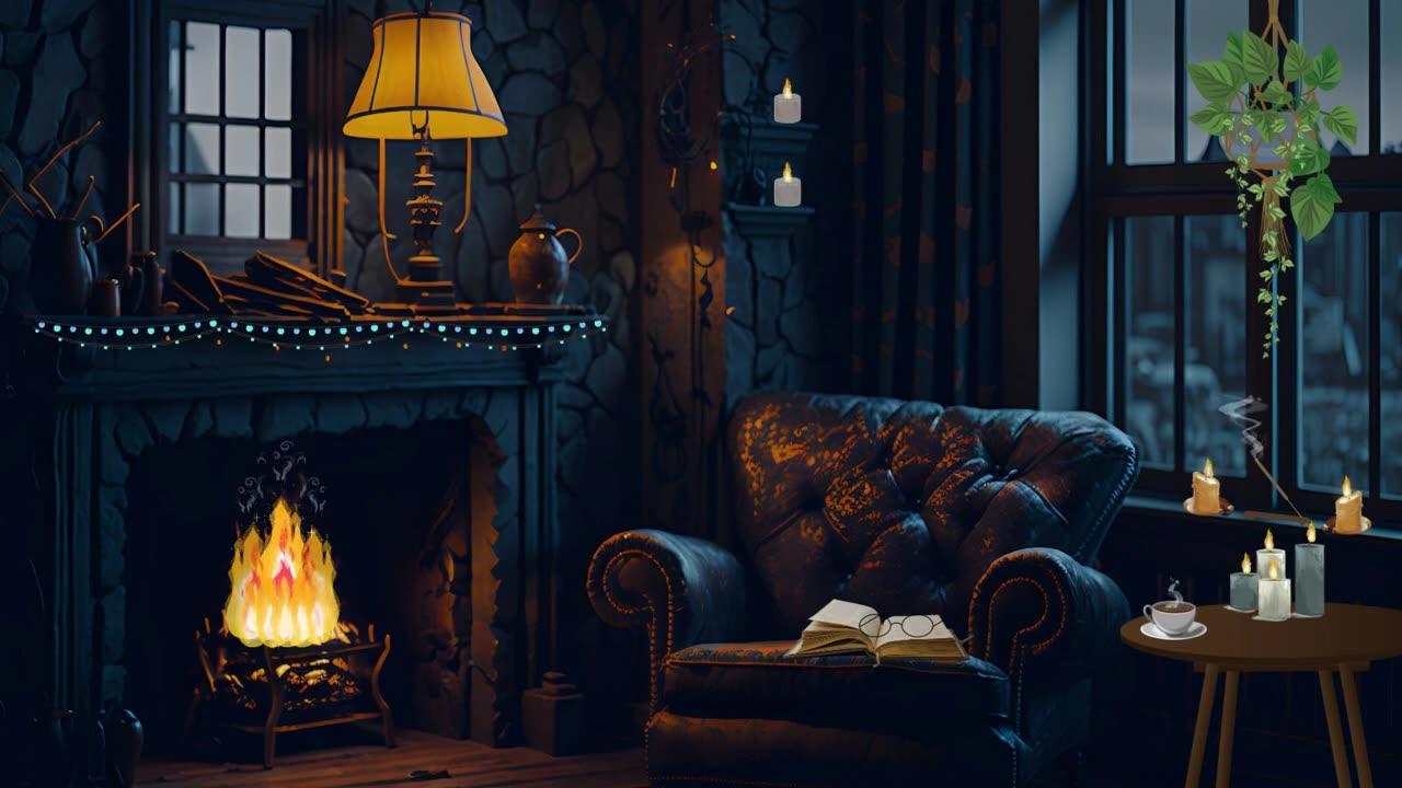 Calm Cozy Nighttime Candlelit Living Room with One News Page VIDEO