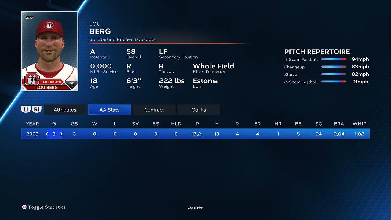 RTTS MLB The Show 23: Lou Berg Series 4 ...Can I get a pitching win?