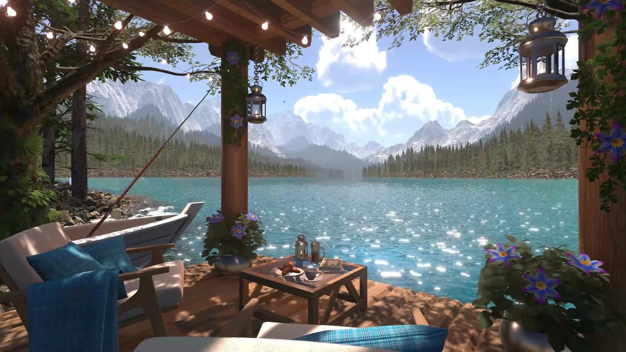 Emerald Lake | Daytime Ambience | Wind Chimes, Water & Forest Nature Sounds