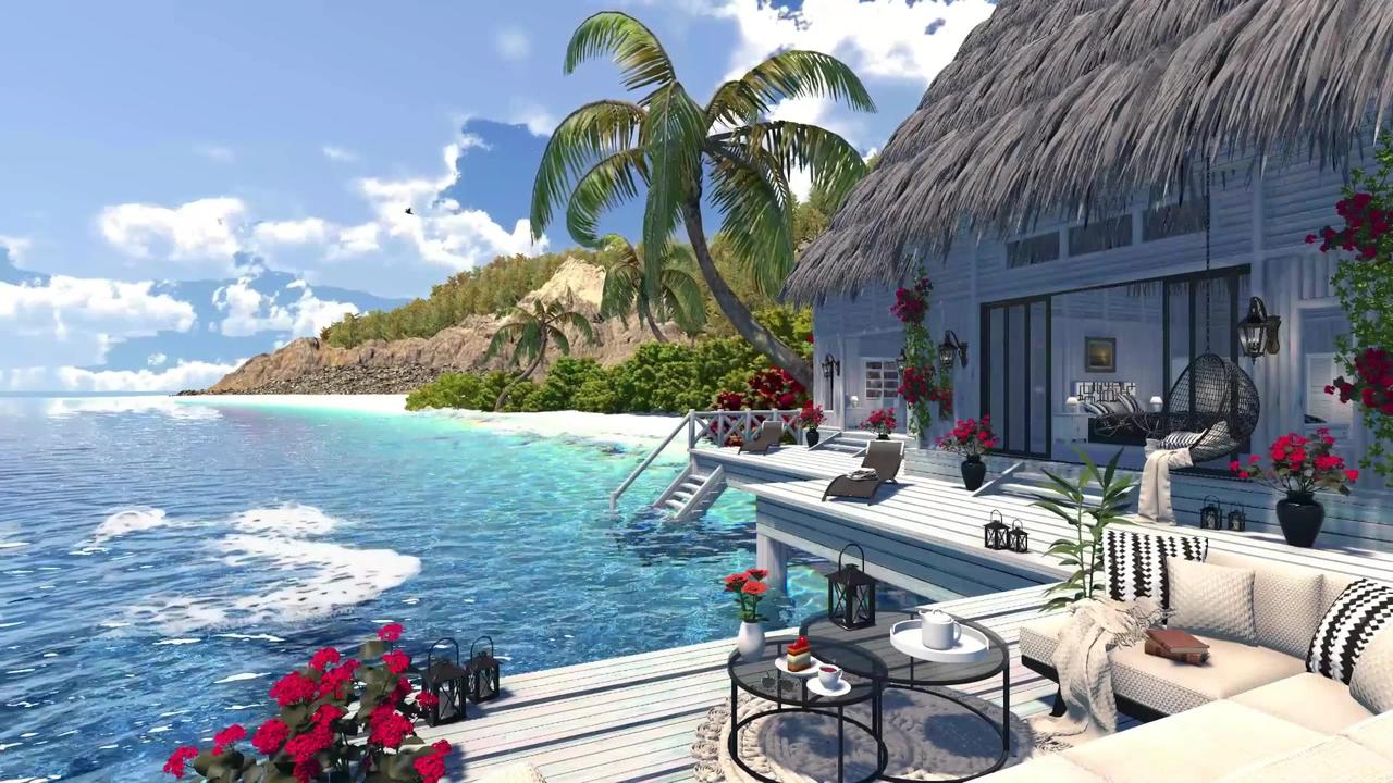 Maldives Beach House | Daytime Ambience | Ocean - One News Page VIDEO