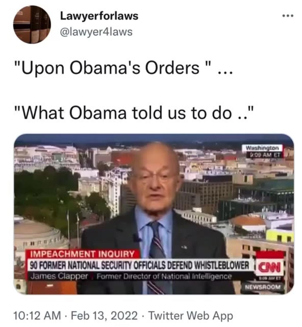 James Clapper just did what Obama told him to do regarding the Russian Collusion Lie