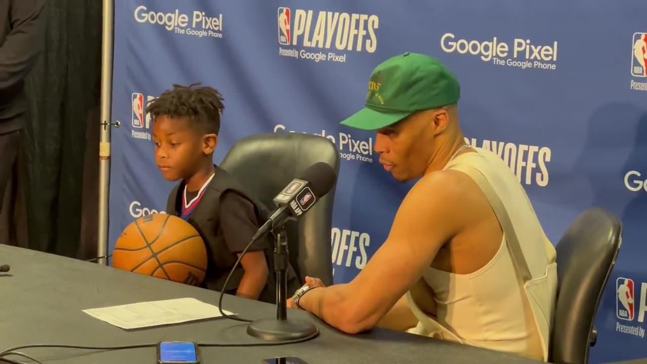 Russell Westbrook is doing his postgame press conference with his son.
