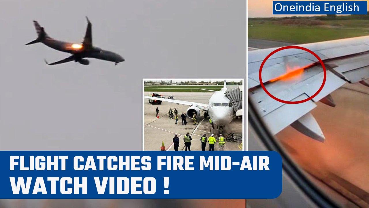 American Airlines flight catches fire mid-air, makes emergency landing in Ohio | Oneindia News