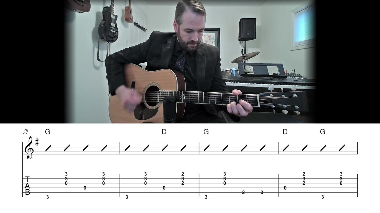 Turkey in the Straw - Bluegrass Rhythm Guitar Lesson (Chord Chart + TAB)