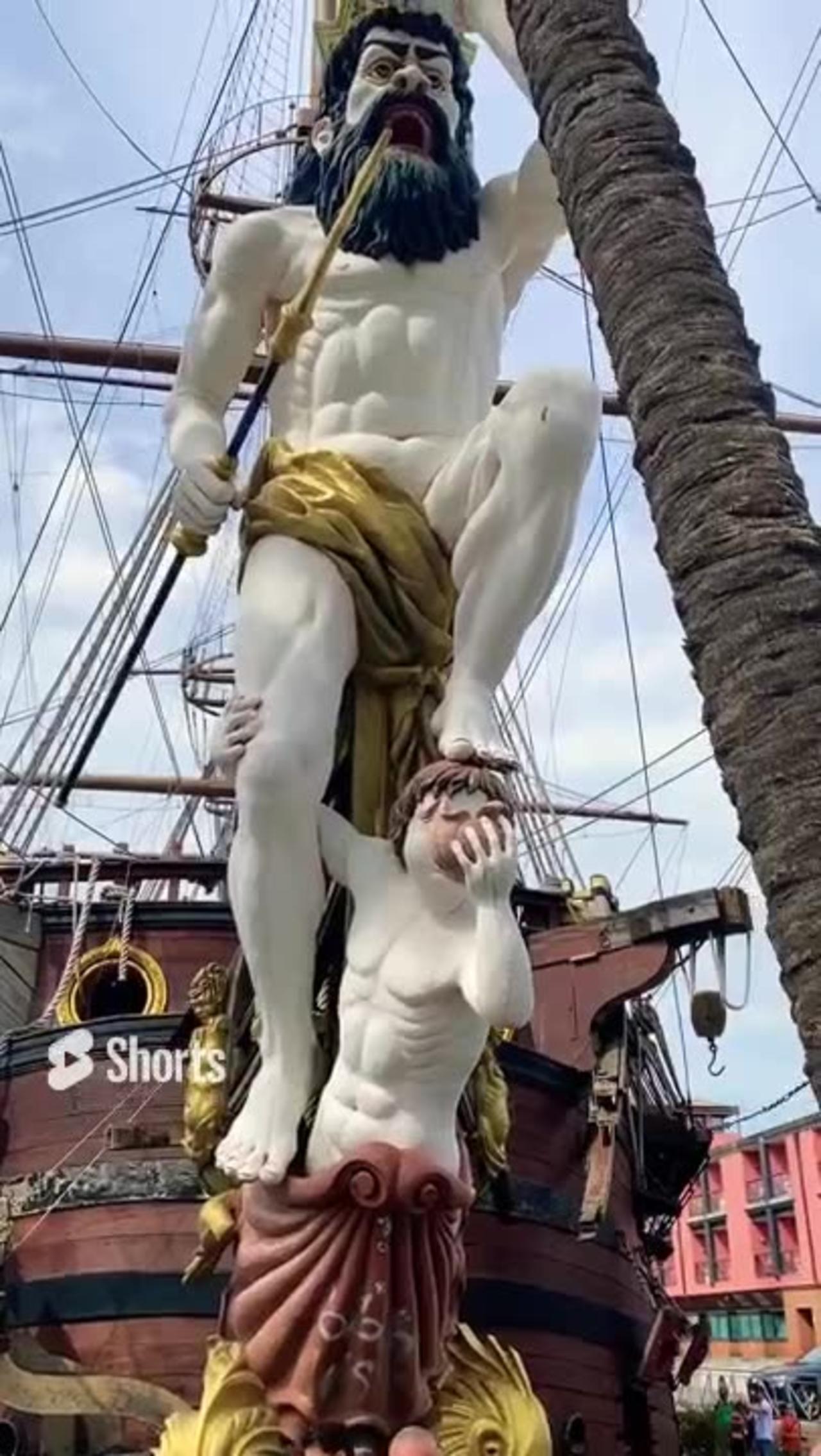 The Neptune, a ship replica of a 17th-century Spanish galleon moored in Genoa, Italy.  Part 01