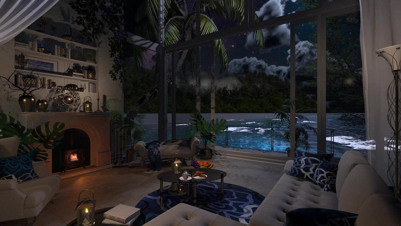 Overwater Beach Villa | Night Ambience | Ocean Waves & Tropical Nature Sounds