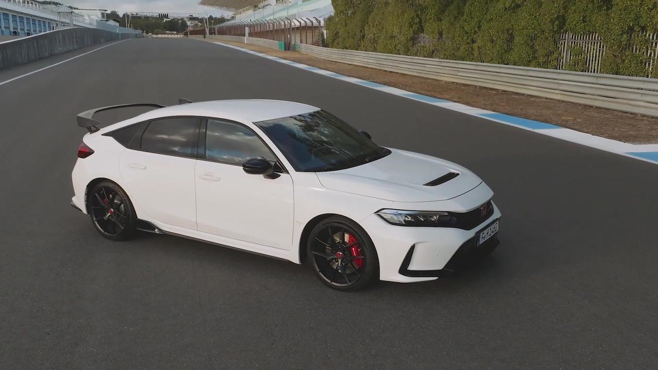 2023 Honda Civic Type R in White Exterior Design on the track