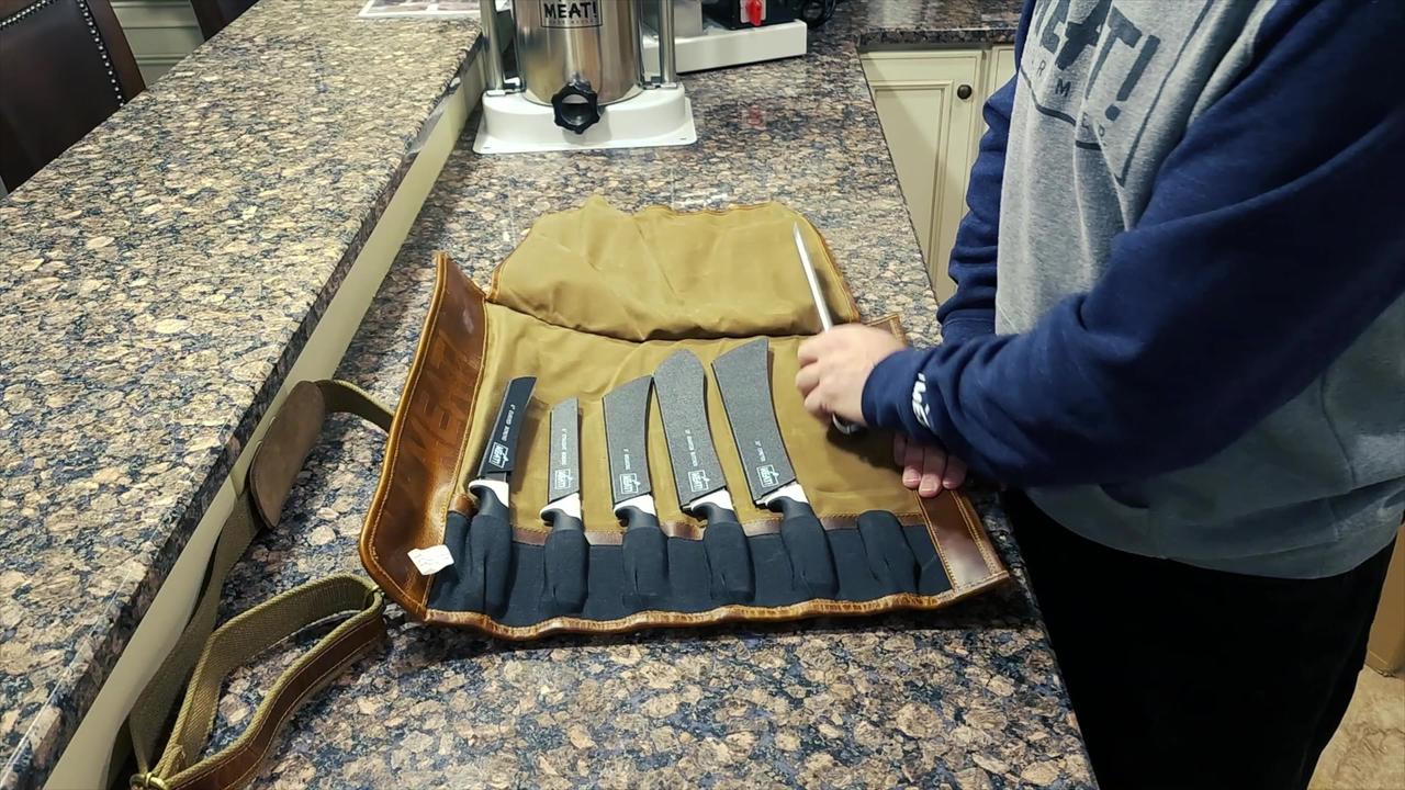 Unboxing Meat! Knife Roll and Butcher Knives with The Real Meat Stick   4K