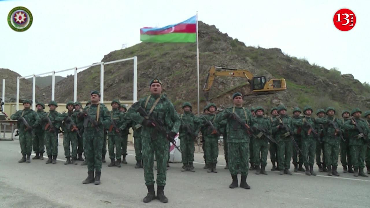 The flag of Azerbaijan was raised at the border checkpoint established on the border with Armenia