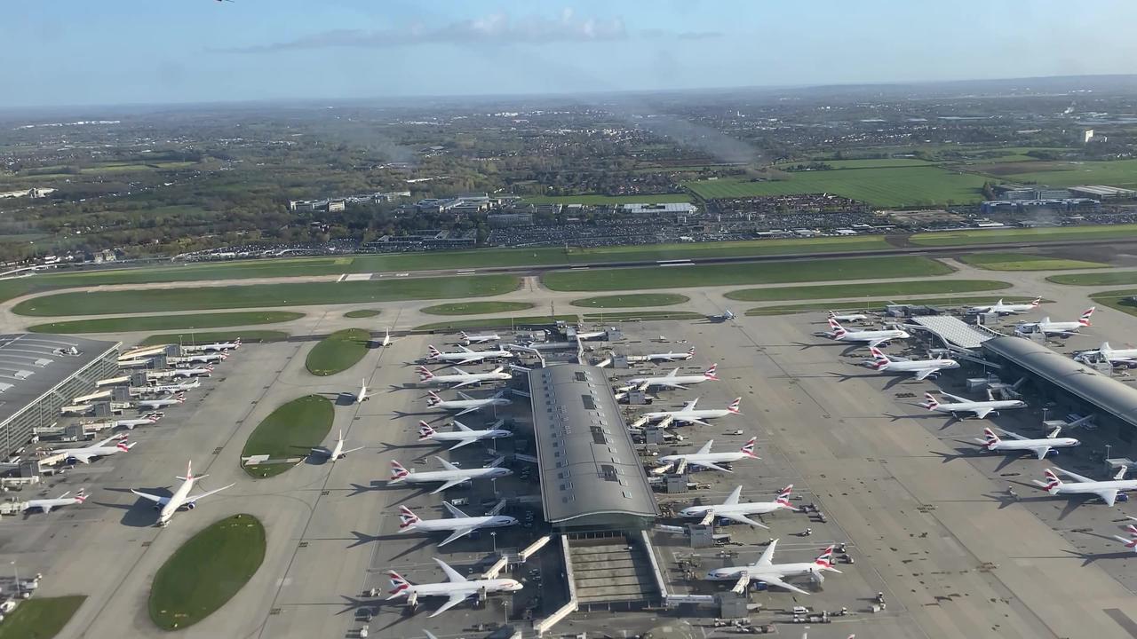 British Airways take off from London Heathrow International Airport in 4K.