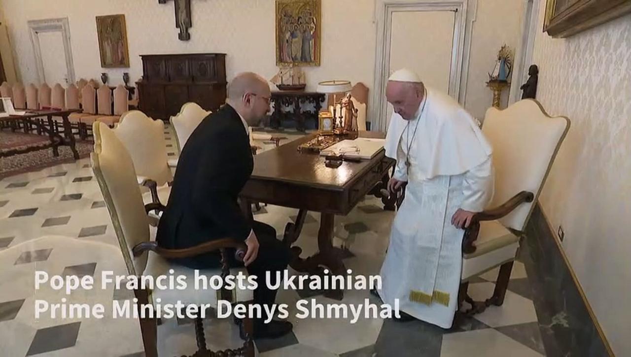 Pope Francis hosts Ukrainian Prime Minister Denys Shmyhal at the Vatican