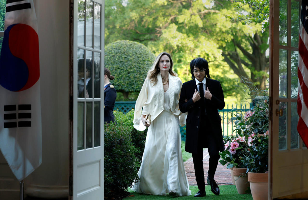 Angelina Jolie attends state dinner at White House with son Maddox