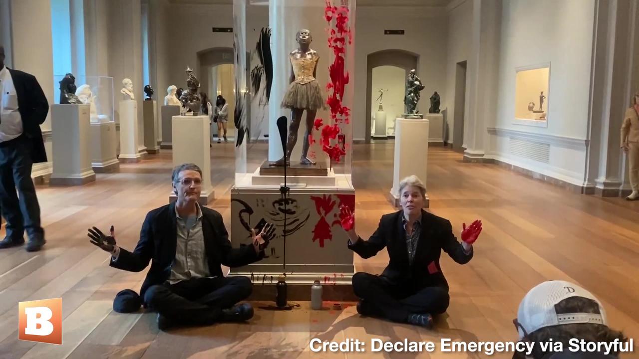 Climate Activists SMEAR Red and Black Paint All Around Famous Sculpture at National Gallery of Art