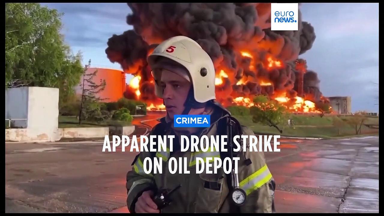 Crimea fire: Russia blames drone for major oil reservoir blaze