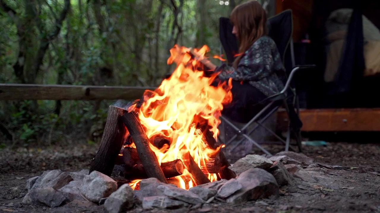 Heart Touching Piano In Nature With Gentle Crackling Of A Bonfire And Birds Chirping