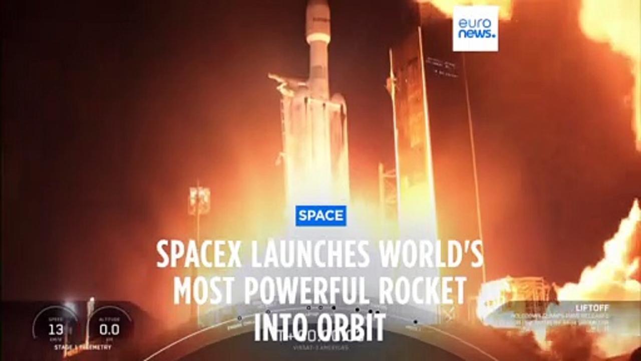SpaceX launches world's most powerful rocket into orbit