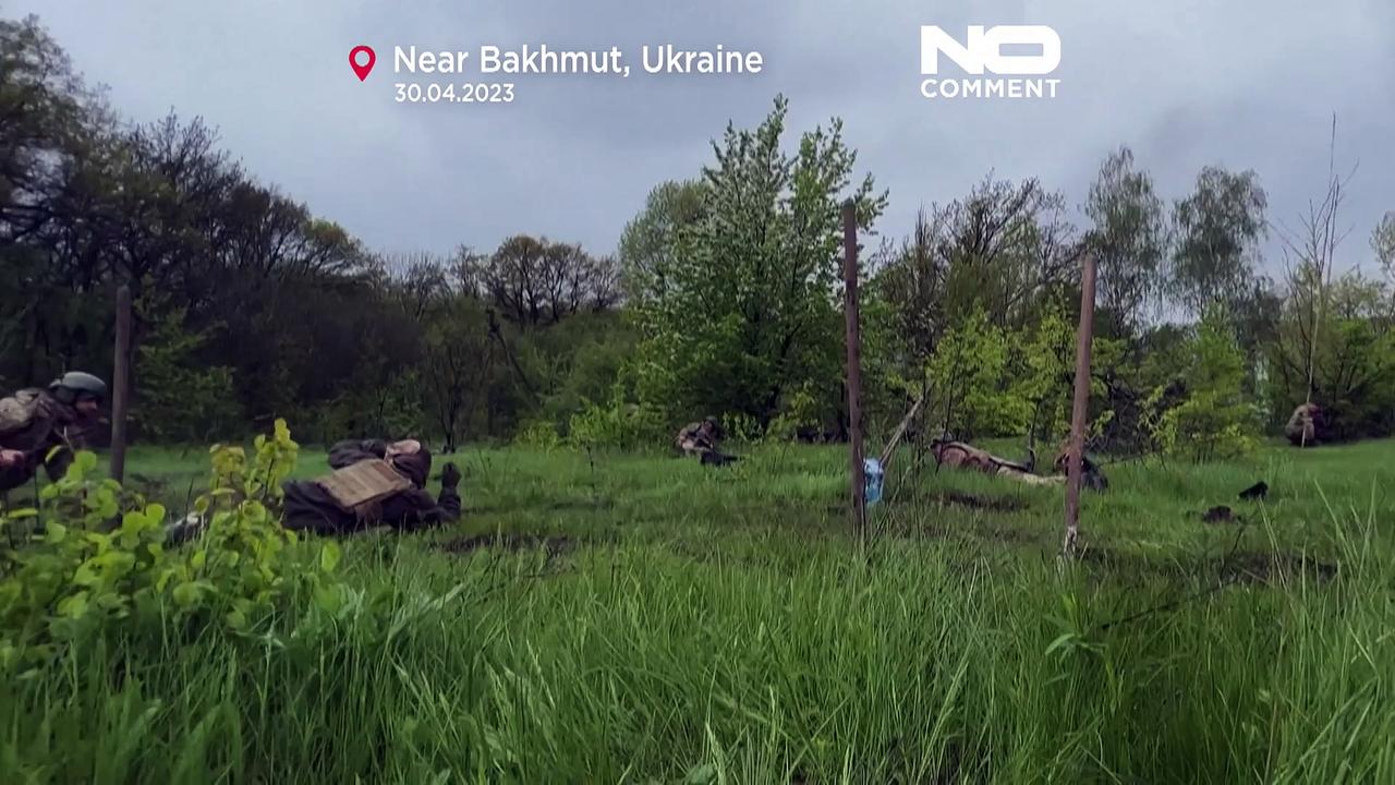 WATCH: Ukrainian soldiers get targeted by rockets near Bakhmut