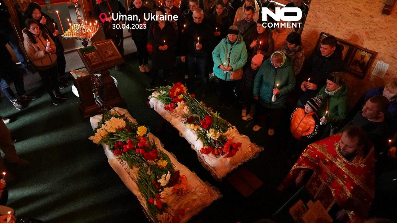 WATCH: Ukraine mourns the deaths of children killed in Russian strike
