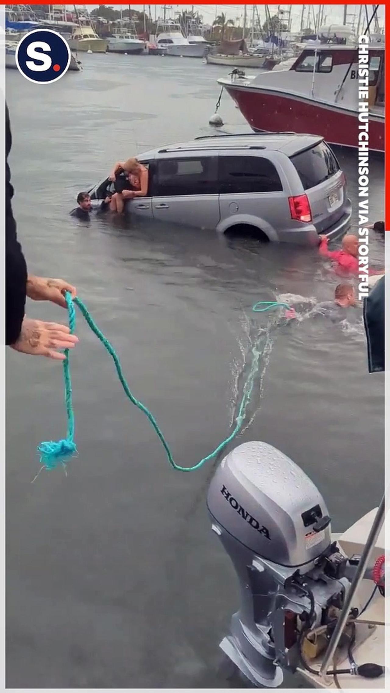 Sailboat Crew Rescues Tourists After They Drive Car Into Harbor in Hawaii