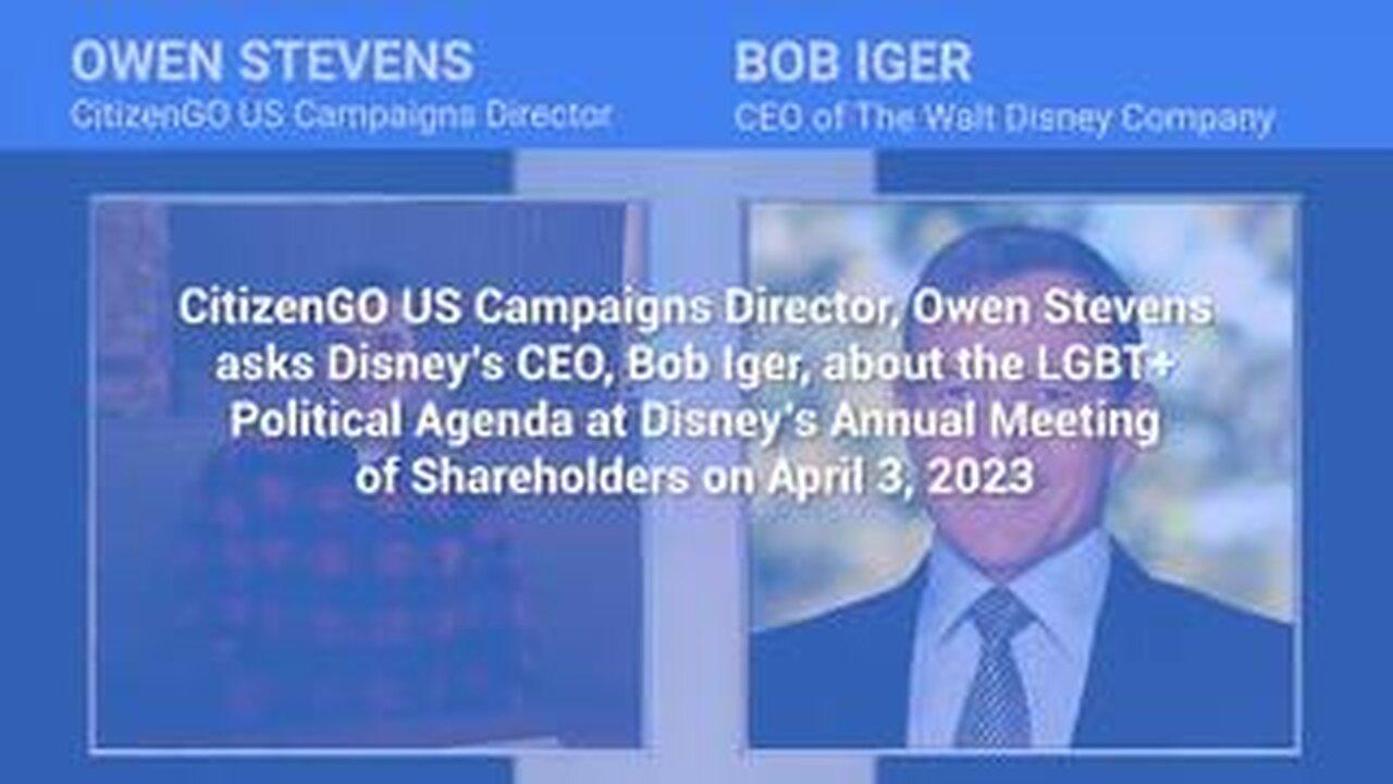 Disney CEO Confronted at Shareholder Meeting One News Page VIDEO