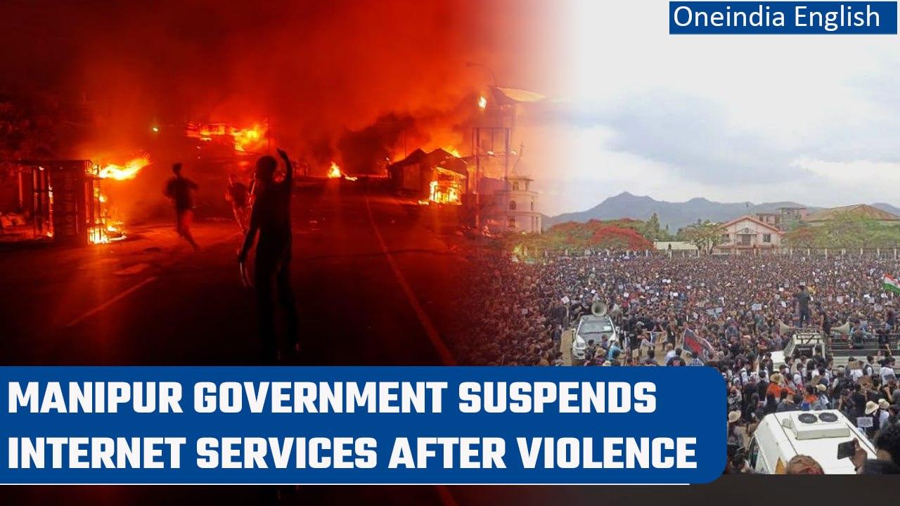Manipur: Internet suspended in 16 districts after protest turns violent, houses gutted|Oneindia News