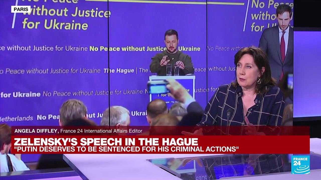 Zelensky's speech in the Hague: 'Putin deserves to be sentenced for his criminal actions'