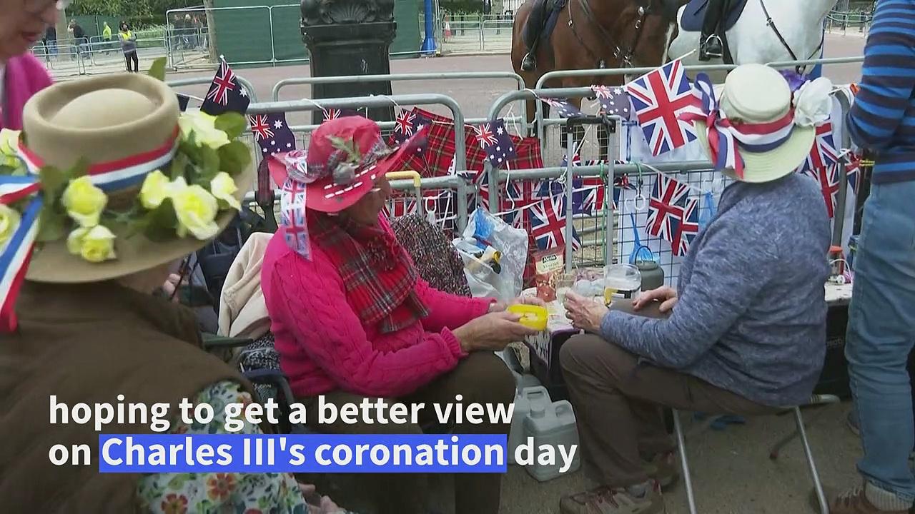 'I've travelled 300 miles': Royal enthusiasts camp on London's Mall ahead of coronation