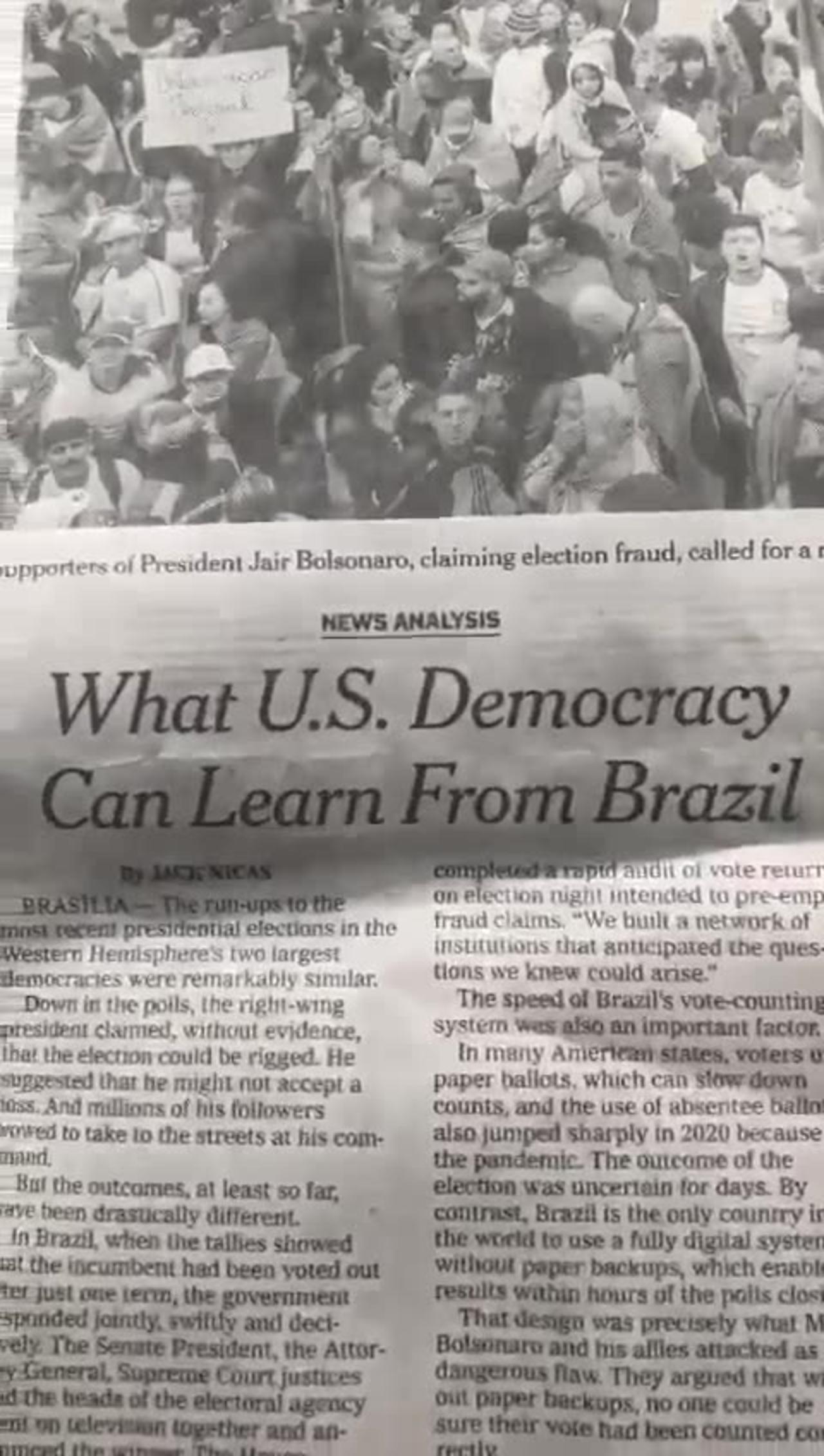 New York Times headline of Brazil uprising. One News Page VIDEO